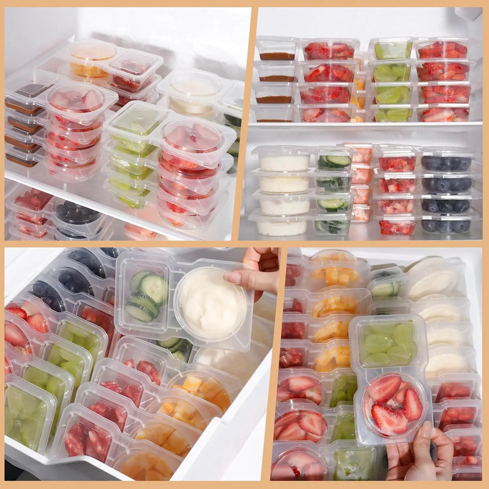 20Pcs Reusable Snack Containers with Lids: Double Compartment, BPA-Free, Perfect for On-the-Go and Portion Control