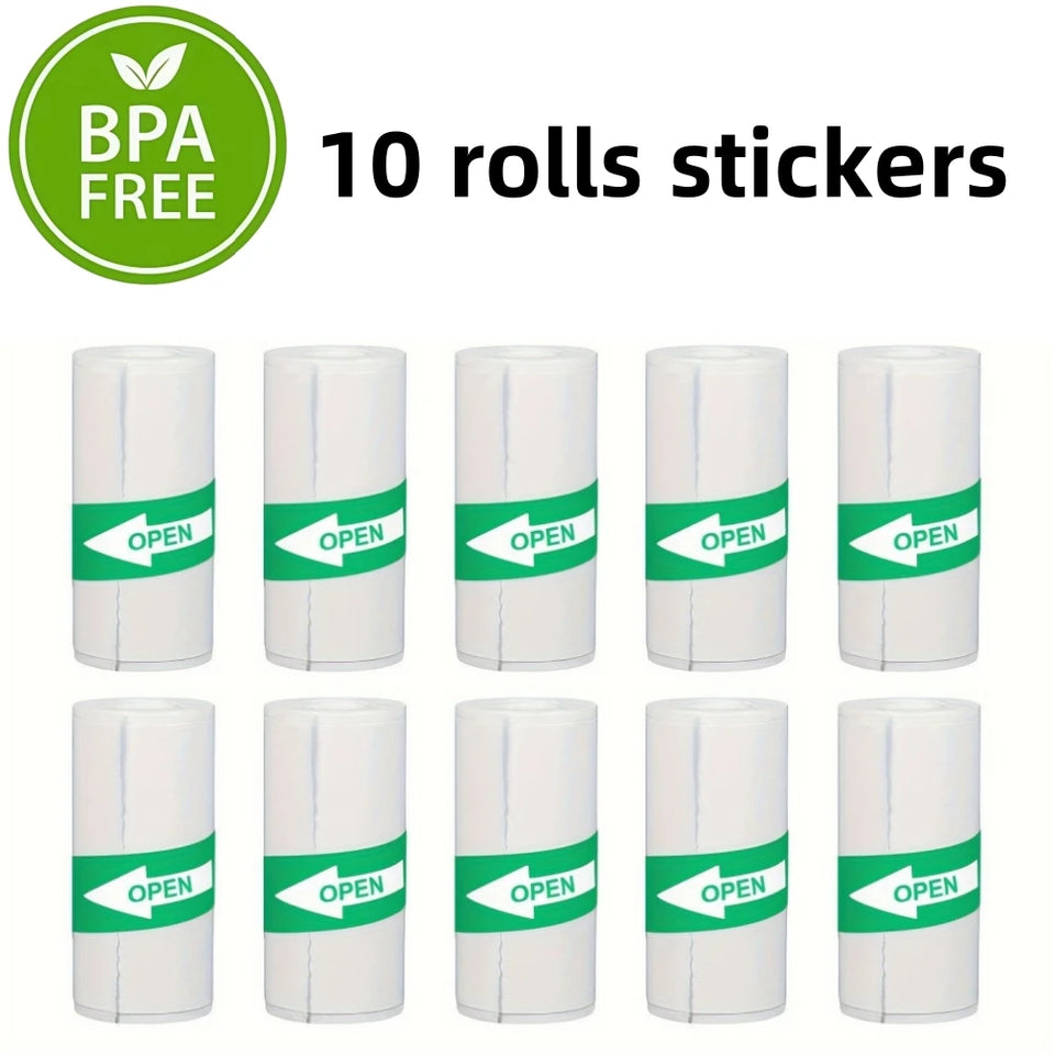 New 10 Roll Sticker Paper for Mini Printer Label Sticker Paper Color Thermal Paper Width for Label Maker Printers Photo Printing
