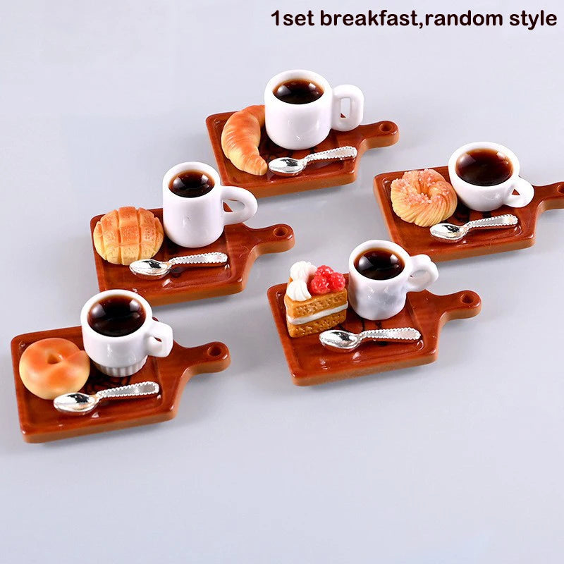 6pcs/ Set 1:12 Kitchen Toy Decoration Miniature Resin Coffee Cup Model Simulates Food And Beverage Home Tableware Decoration