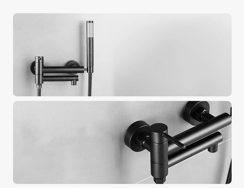Bathtub Shower Faucet Brass Single Handle Waterfall Spout Wall Mounted Mixers Taps with Hand Shower Sets Bathroom Bidet Taps