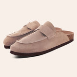 Gacimy Women Fashion Thick Sole Leather Clogs Slippers Classic Women's Mules Cork Clogs Slipper Outdoor Deep Heels Shoes Sandal