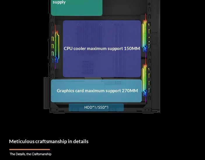 WJCOOLMAN Craftsman Series Small Chassis Home-Type Desktop Computer Supports M-ATX Motherboard - Compact Gaming PC Build