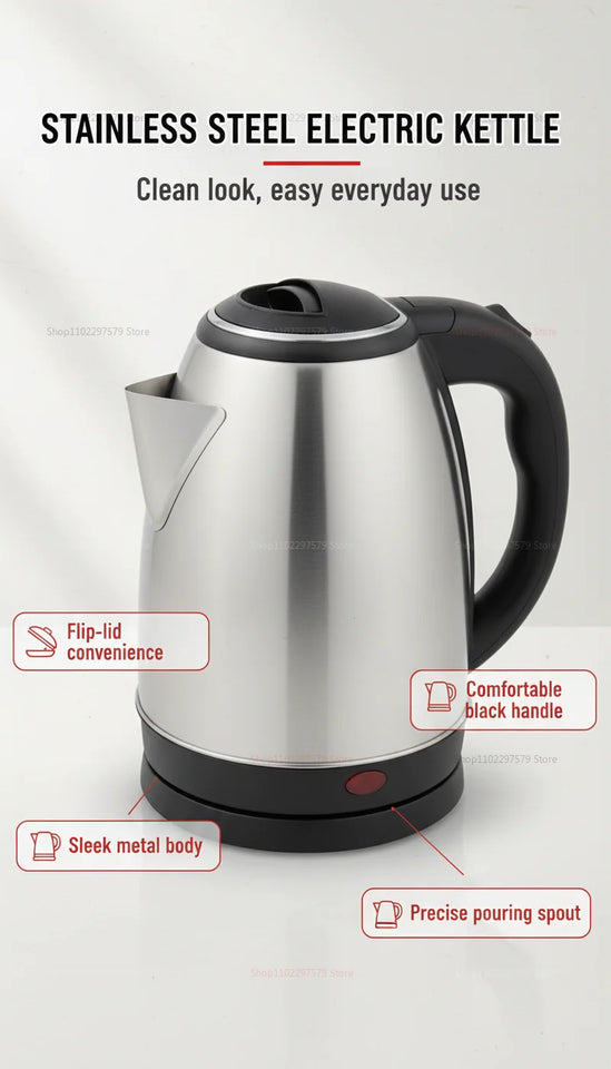 Electric Kettle 304 Stainless Steel Durable Portable Water Boiler Pot Fast Boil for Home During  Electric Water Kettle for Home
