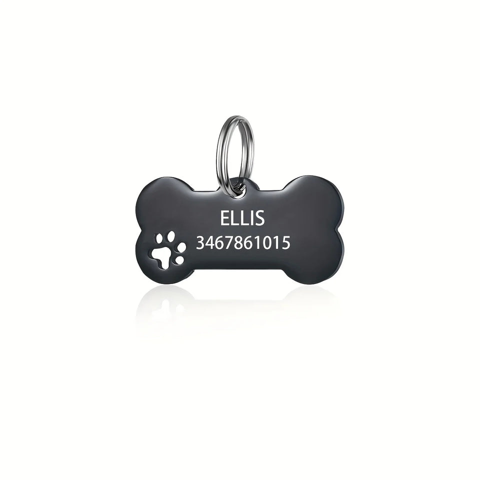 Personalized Engraved High-Quality Dog Tag Bone-Shaped Collar Pendant with Name Phone Number Custom Pet Identification Accessory