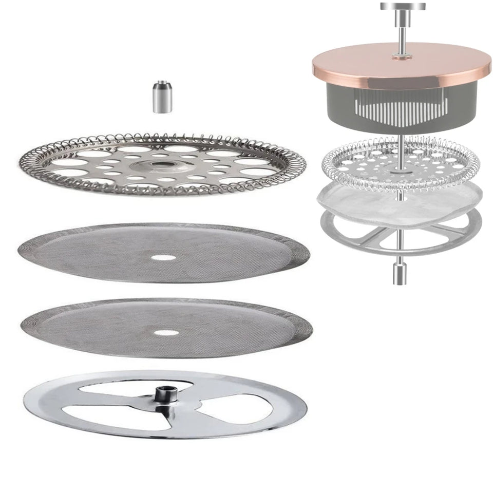 4pcs French-Press Filters Mesh Filter Spiral Plate Cross Plate Replacement 350/600/1000ml For Coffee Machine