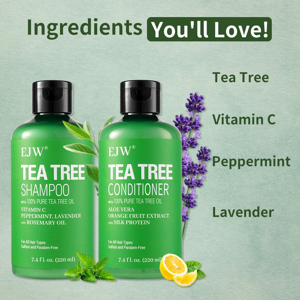 Tea Tree Oil Shampoo and Conditioner  Set| Refreshes Scalp, Soothes,Cleanses  Buildup, Clarifying for Oily Hair|Pure Tea Tree