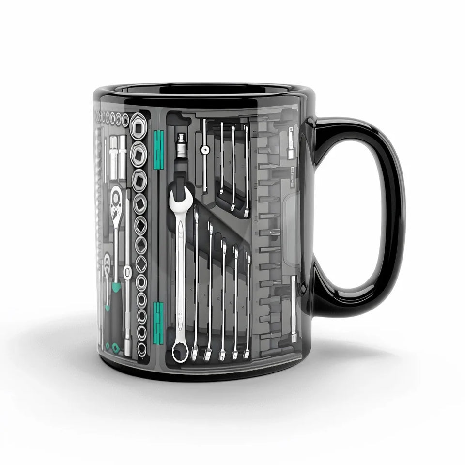 Funny 325ml Coffee Mug Ceramic Toolbox Design Mechanic Water Cup Sturdy Wrench Pattern Mechanic Mug Auto/Car Mechanic Gift