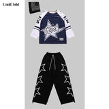 Girls Hip Hop Star Sweatshirt Vest Joggers Pants Boys Cool Streetwear Clothes Set Kids Children Jazz Street Dance K-pop Costumes