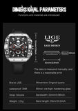 LIGE Brand Mens Watch Skeleton Skull Dial Sports Military Watches Men Fashion Luxury Waterproof Quartz Watch Chronograph Relogio