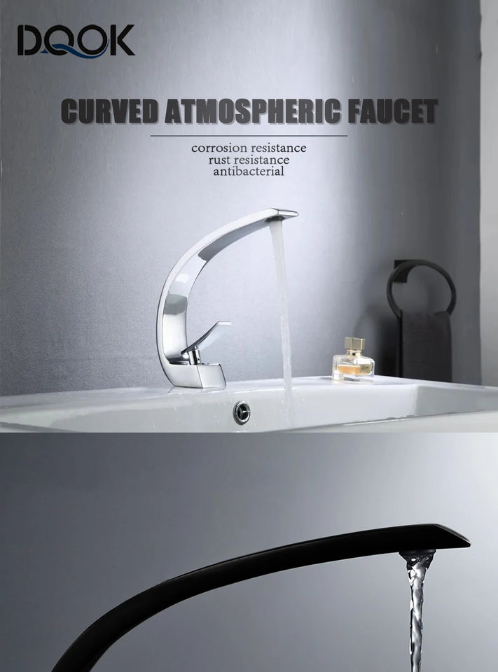 Basin Faucet Modern Bathroom Mixer Tap Black/chrome Wash basin Faucet Single Handle Hot and Cold Waterfall Faucet