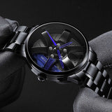 New Top Men Stainless Steel Watches Mens Car Wheel Hub Leather Quartz Watch For Male Military Sport Watch Relogio Masculino Hot