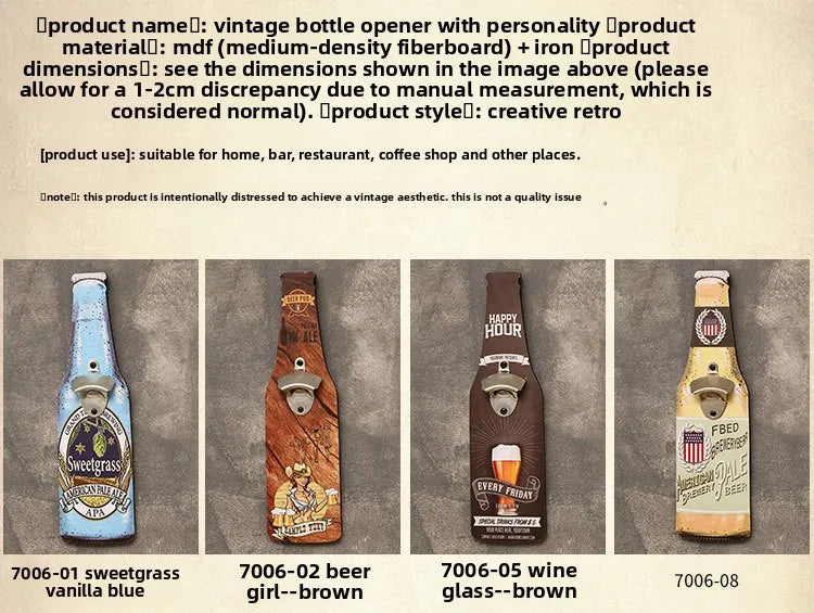 Bottle Opener Restaurant Wall Creative Decoration Item Bar Restaurant Barbecue Shop Hanging Piece Unique Bottle Opener