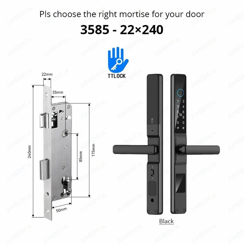 TTLock APP Waterproof Fingerprint Password Smart Lock For Outdoor Pull Push Sliding Aluminum Door 2885/ 3585/ 4585 /6085 Mortise