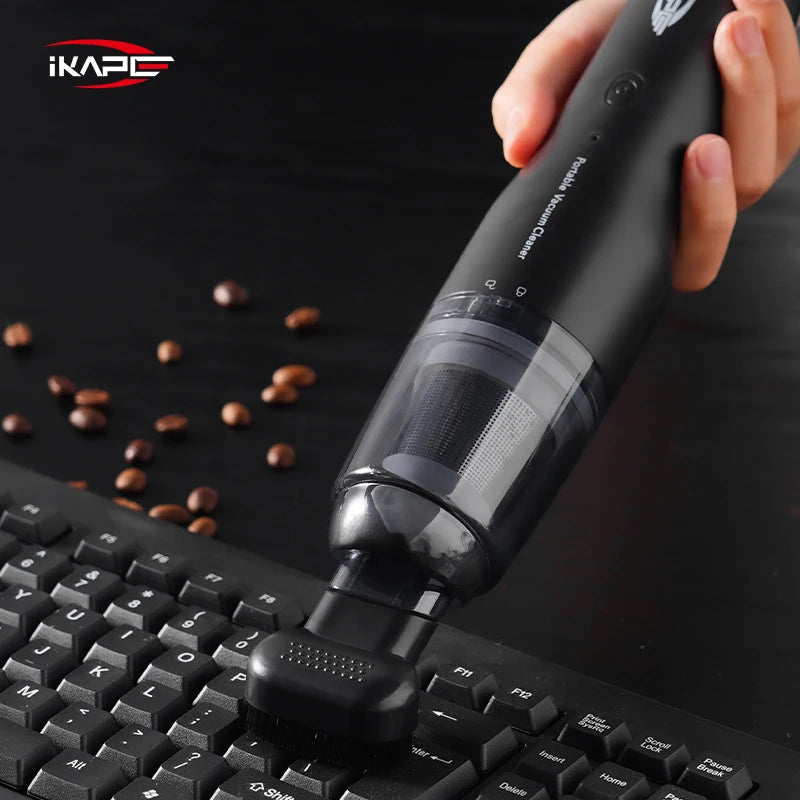 IKAPE Cordless High Power Handheld Mini Vacuum Cleaner For Coffee Grounds Rechargeable Portable Coffee Bar Cleaning Accessories