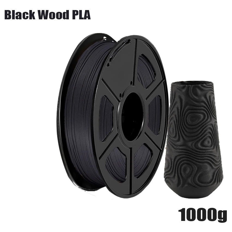 Wood PLA Filament 1.75mm Beginner Bundle,  Individually Vacuum Packed, 250g/500g/1000g Spool, Black wood +Walnut+Logs+cyan wood