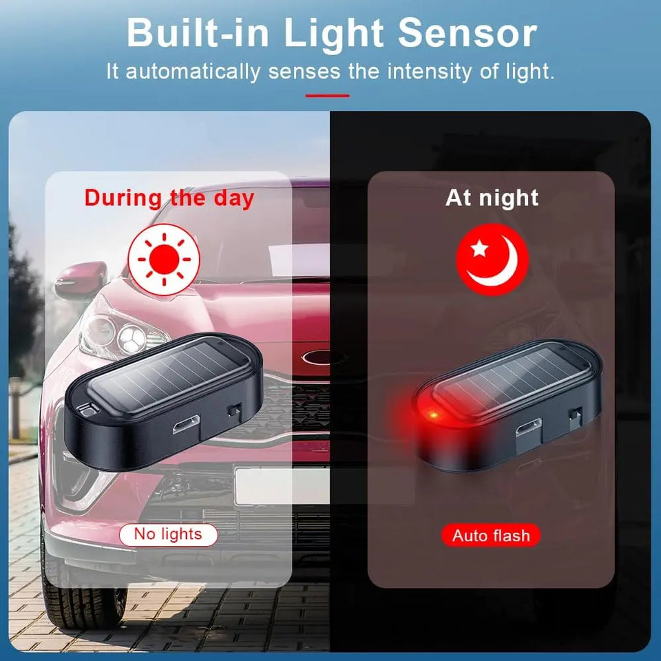1pcs Car Fake Security Light Solar Powered Simulated Dummy Alarm Wireless Warning Anti-Theft Caution Lamp LED Flash Imitation