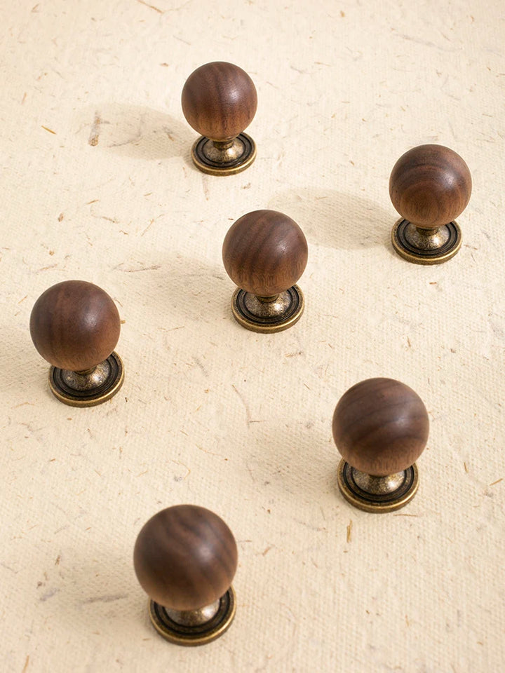 The Furniture Is Made Of Antique Walnut Wood With Solid Brass Small Handles Wardrobe Handles Kitchen Drawers Single-Hole Knobs