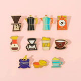 Coffee Moka Pot Mug Beans Enamael Pins Hand-grinded Coffee Lapel Badge Brooch Retro Vintage Cafe Jewelry Gift for Barista Friend