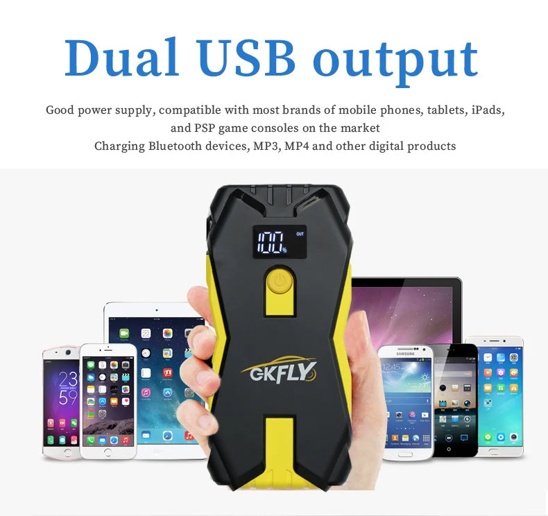 GKFLY 4000A/8000A Car Jump Starter 12V Power Bank Portable Starting Device Car Battery Booster for Gas/Diesel 5L/3L