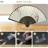 〔W〕1/2pcs Acrylic Fan Display Stands Foldable Fan Stand Holder Space-Saving Desk Organizer For Japanese & Chinese Hand Fans