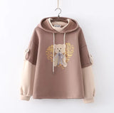 Harajuku Funny Women Hoodies 100% Cotton Winter Plus Fleece Cute Pink Anime Sweatshirt Teen Girl Kawaii Long Sleeve Y2K Hoodie