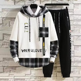 Top White Sports Suits Alphabet Pants Sets Sweatshirt Men's Clothing Plaid T Shirt Man Original Sweatpants Tracksuit Brands Xl
