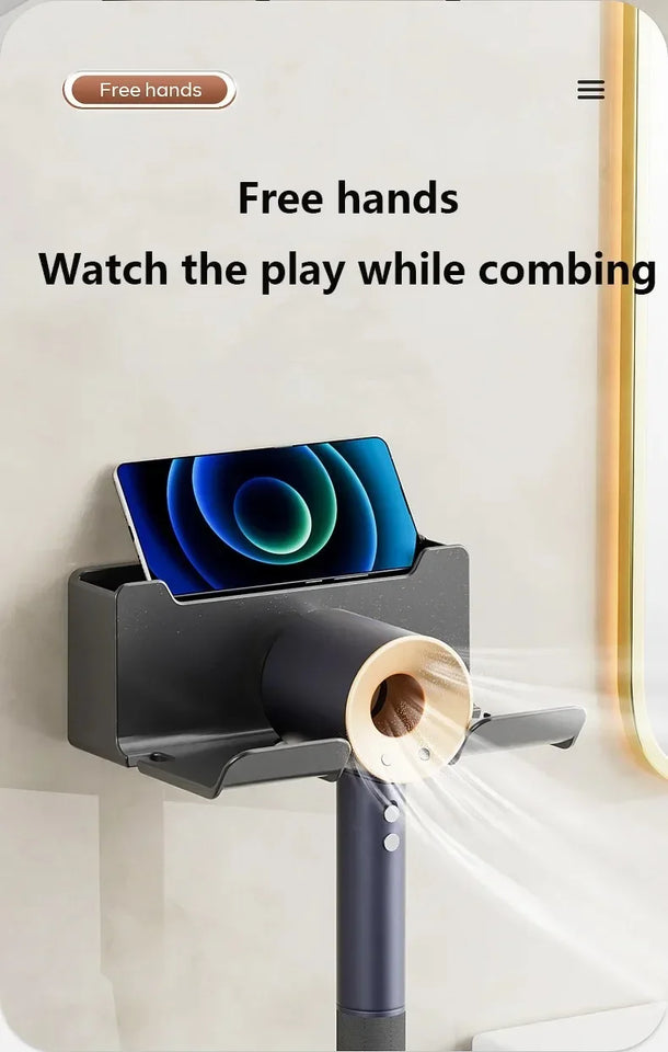 Hair Dryer Holder Wall Mount Suction Cup Bathroom Organizer Wall Mount Hairdryer Holder Straightener Stand Rustproof