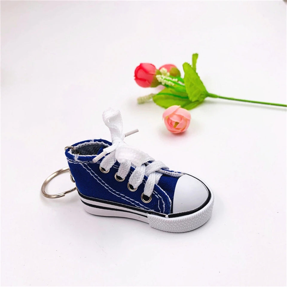 3D Canvas Sneaker Tennis Shoe Keychain Blue Pink Black White Sports Shoes Keyring Bag Ornaments Car Trinket Keyring Accessories