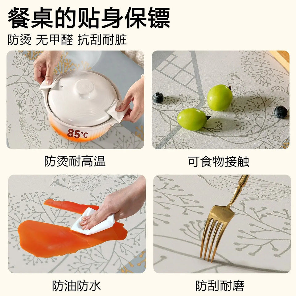 Square Printing Tablecloth No Wash Oil Proof Waterproof and Heat-resistant PVC Table Mat Home Banquet Coffee Table Decoration
