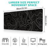1Pcs Gaming Mouse Pad Large Keyboard Pad 31.5 x 11.8in Topographic Mouse Pad Black and White Mouse Pad for Keyboard with Anti-S