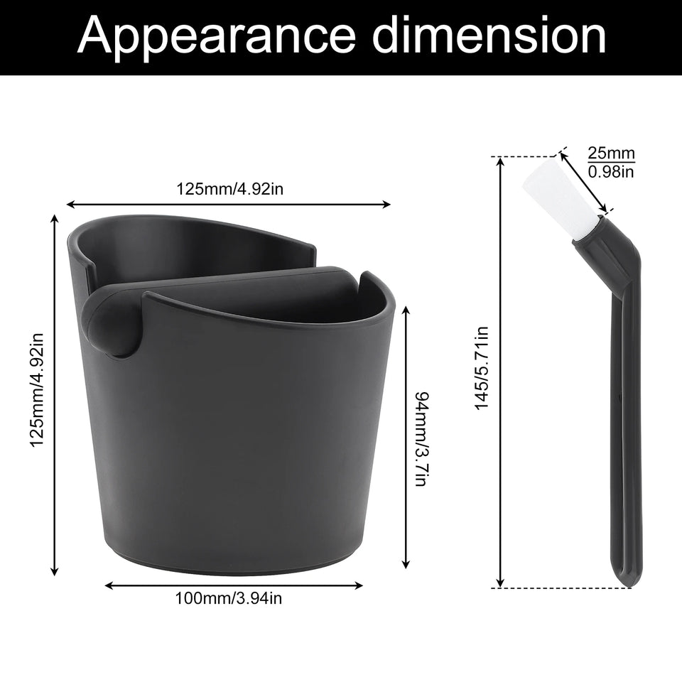 Serviceable Shock Absorption Coffee Knock Box with Espresso Cleaning Brush, Removable Knock Bar Espresso Dump Bin