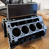 Unique Engine Block Office Desk Organizer - Business Card And Pen Holder, Perfect Gift For Car Enthusiasts And Mechanics, Lightw