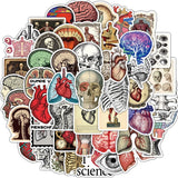 50PCS Retro Scientific Anatomy Sticker Physiology Anatomy Luggage Laptop Cars PVC Guitar Coffee Skateboard Notebook Decals