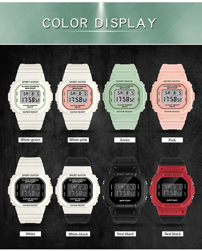 SANDA G Style Digital Watch Men Waterproof Ms Watch Sport Men Watches Boy Girl Electronic Clock Relogio Masculino Relógio Mulhe
