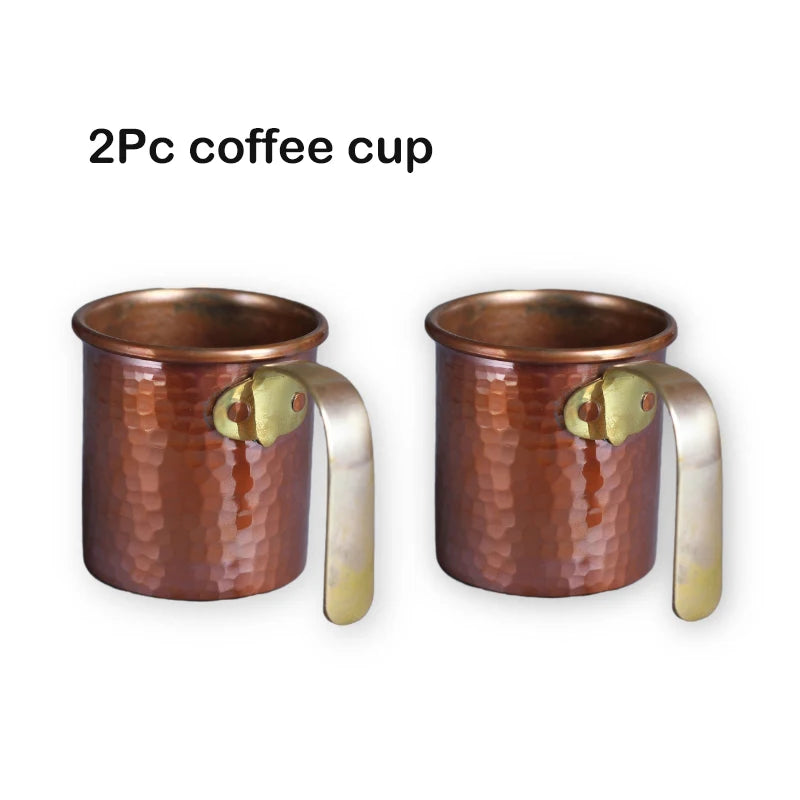 Pure Red Copper Coffee Tea Pot Cup Spoon Set Drinkware Long Gooseneck Spout Kettle Hand Drip Kettle turkish Coffee Maker Set