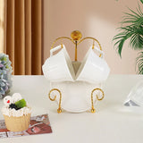 Storage Rack Luxury Tea Cup And Saucer Display Rack Metal Coffee Tea Cup Sets Coffee Storage Box Simple Suitable For Tray Tea