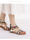 Summer New Women's Sandals Rome Bohemian Flow Su Flat Heel Soft Bottom Comfortable Anti slip Outerwear Tourist Vacation