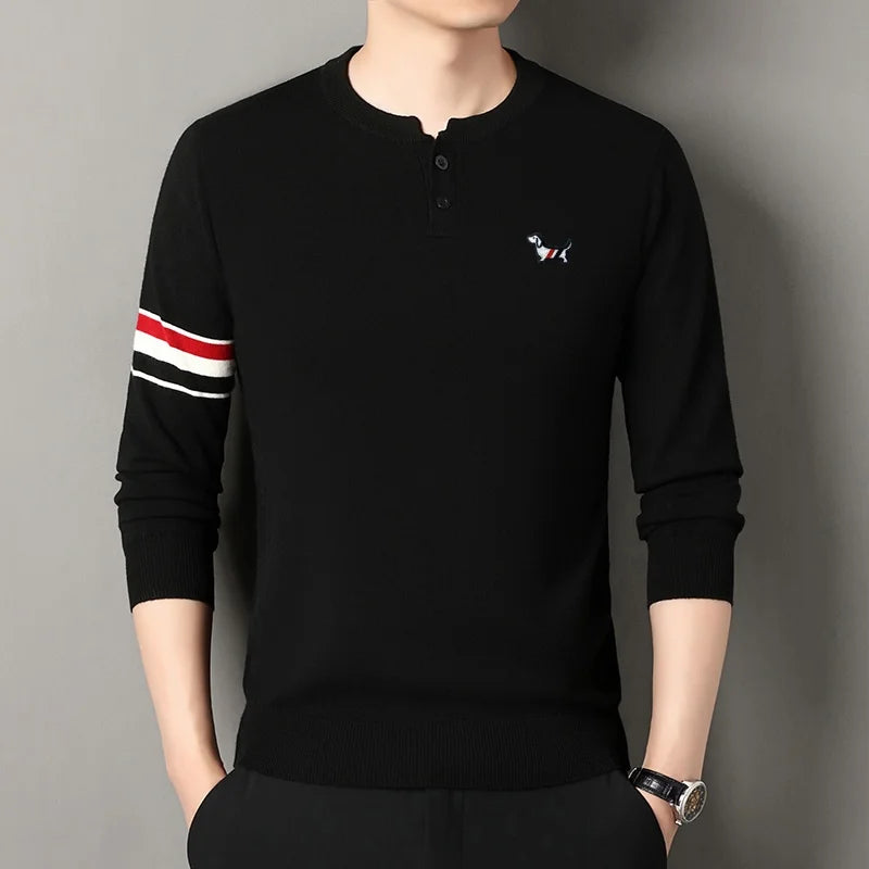 Hot Selling High-Quality Men's Knitted Sweaters New Arrivals O-Neck Wool Cartoon Dog Print Pullover Winter Versatile Menswear