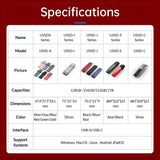 ORICO New Trend USSD Solid State U Disk 520MB/S High Speed Mobile SSD Pen Drive Type C 1TB 512GB 256GB 128GB USB Flash Drives