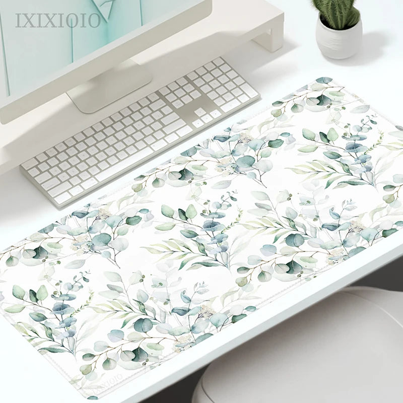 Mouse Pad Gaming Green Plant Leaves XL Custom Computer Mousepad XXL Playmat Natural Rubber Office Carpet Soft Desktop Mouse Pad