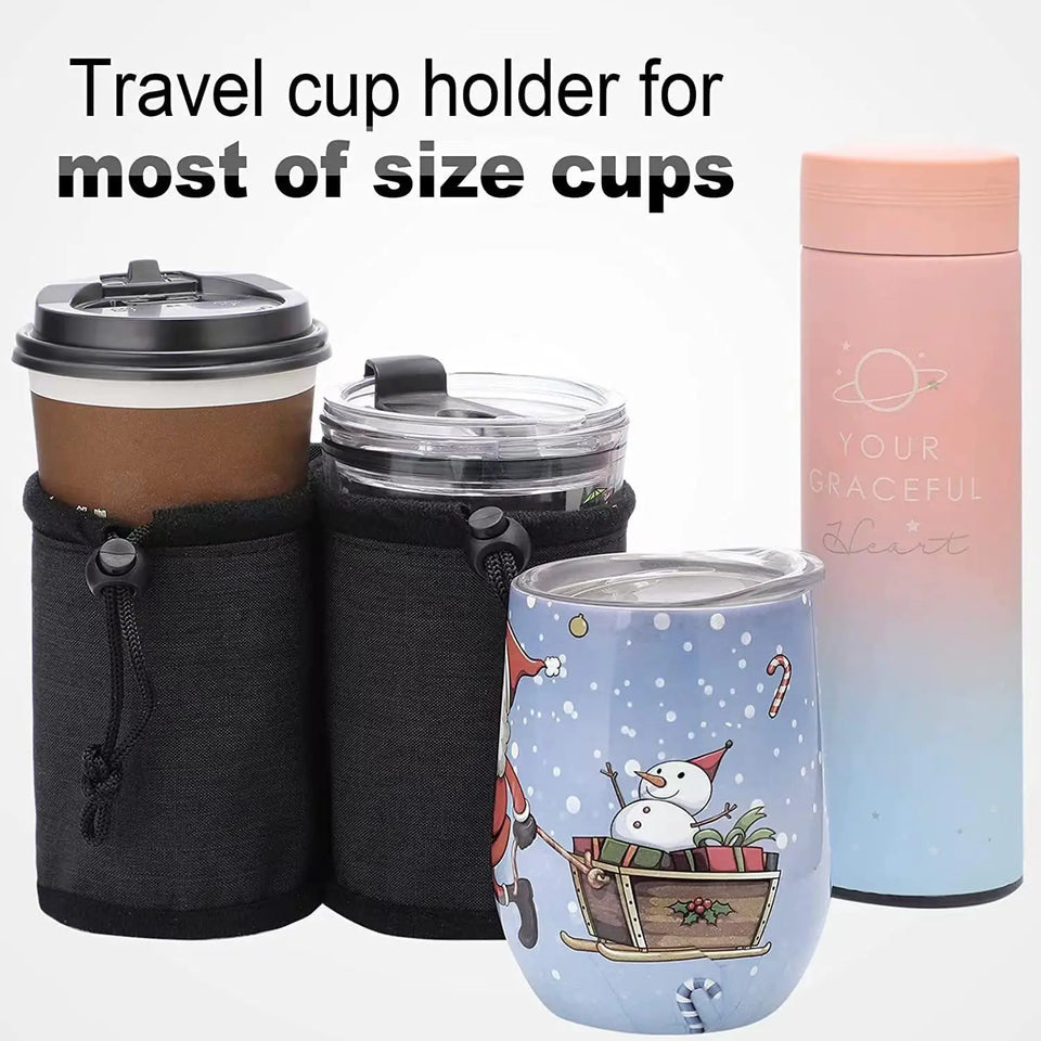Luggage Cup Holder Travel Essentials Cup Holder Hands-Free Drink Holder with 2 Coffee Mugs Suitcase Drink Bag Travel Luggage Acc