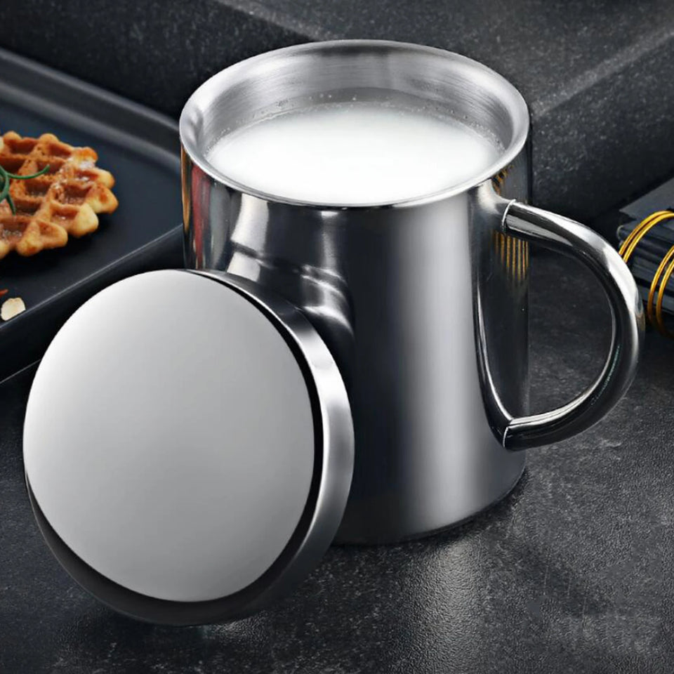 400/260/210ML 304 Stainless Steel Coffee Mug Double Insulation Drinking Cup Tea Cup with Lid