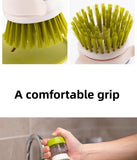 Multi-Use Kitchen Dish Brush, Soap Dispensing Palm Brush with Tray, Universal Scrub Brush for Household Cleaning