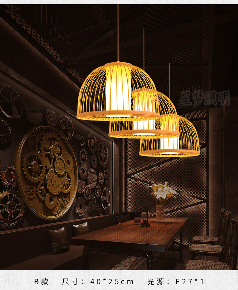Bamboo Artwork Chandelier Lantern Tea Room Restaurant Restaurant Hot Pot Restaurant Japanese Style Retro Zen