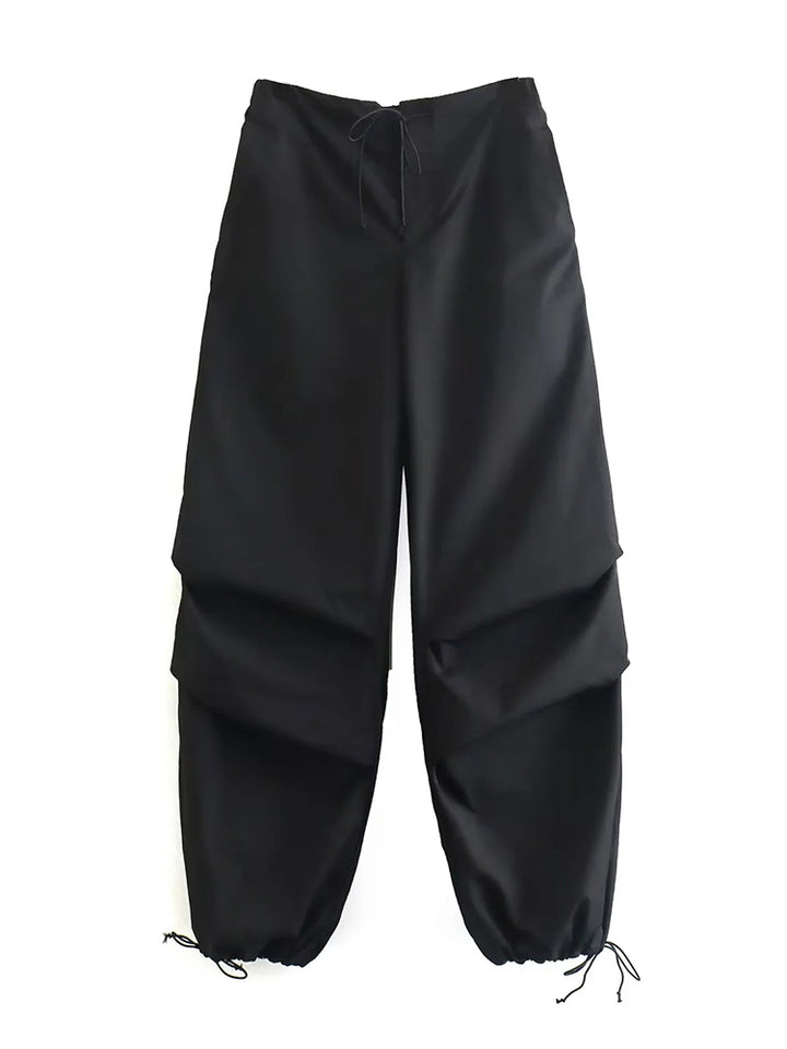 Willshela Women Fashion Parachute Cargo Pants Vintage Jogging Trousers High Elastic Waist Female Chic Lady Boot Cut
