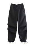 Willshela Women Fashion Parachute Cargo Pants Vintage Jogging Trousers High Elastic Waist Female Chic Lady Boot Cut
