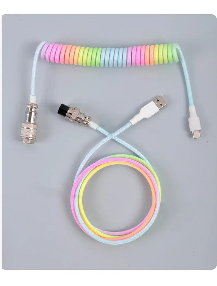 3M Type C Mechanical Keyboard Coiled Cable USB Keyboard Wire Mechanical Keyboard Aviator Desktop Computer Aviation Connector