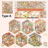 Collection of Miniature Scenes 3D Stereoscopic Hut Miniature Scene Stickers Hand Tent Landscape Stickers Children's Puzzle Toys