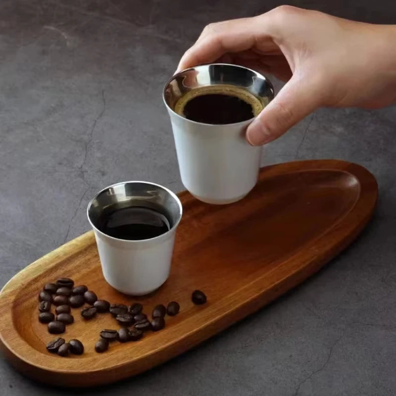 1pcs 80ml 160ml 250ml Mini Coffee Cups High Quality Stainless Steel Double Wall Heat-insulating Coffee Cups Portable Drink Cups