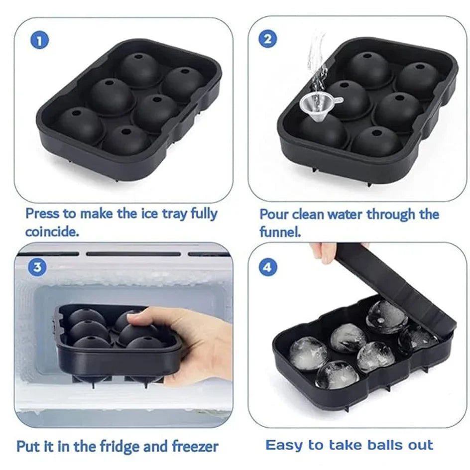 Ice Cube Tray Silicone Ice Ball Freezer Mold Square Ice Cube Maker with Lid 4/6/8 Grids for Whiskey Cocktail Coffee Accessories